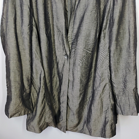 Selection Ulla Popken Linen Gray Silver Blazer Jacket Lagenlook Plus Size 28 4X - Picture 2 of 14